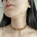 Brown 3-Layer Beaded Choker