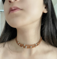 Brown 3-Layer Beaded Choker