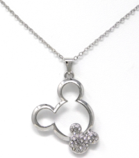 Silver Mickey Twin Pendant w/ Gems