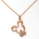 Rose Gold Mickey Twin Pendant w/ Gems